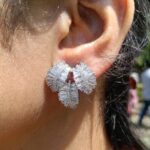 PJ Premium Silver-Plated American Diamond Cluster Earrings
