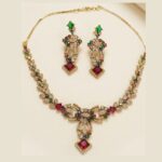 PJ Antique Gold-Plated CZ and Square Ruby Necklace Set (3) PJ Antique Gold-Plated CZ and Square Ruby Necklace Set