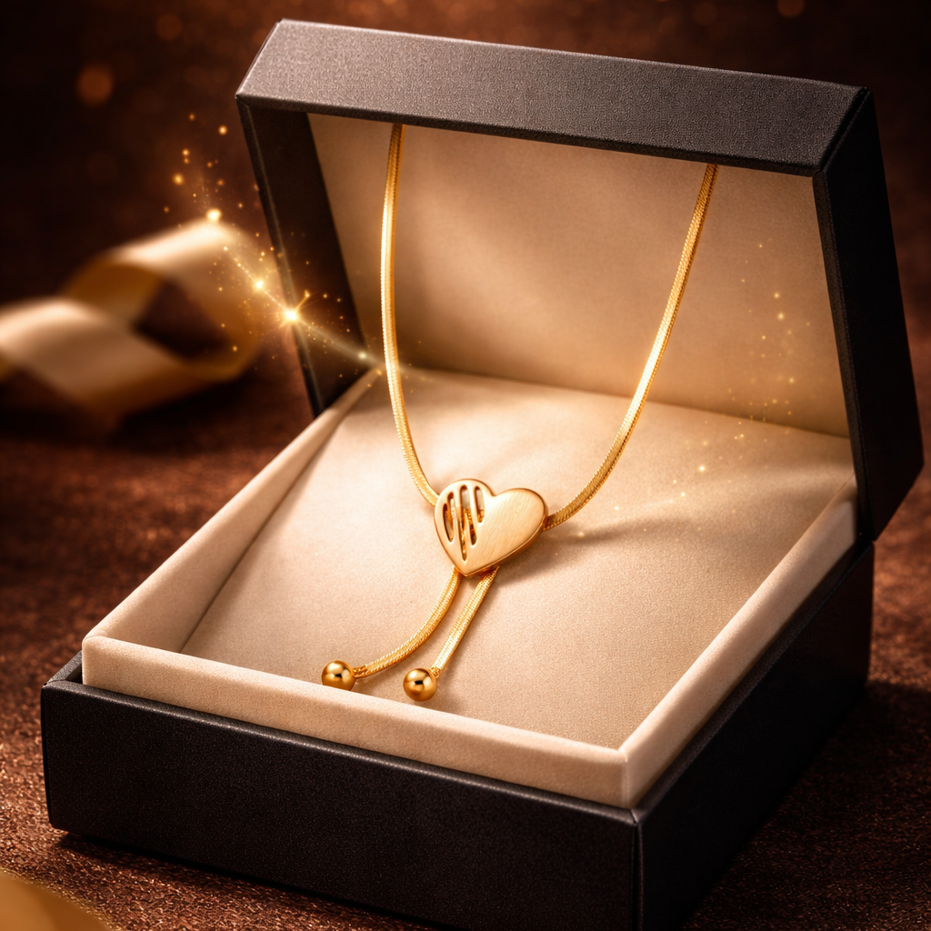 PRAREKA Modern Gold Heart Lariat