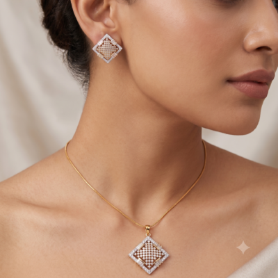 PRAREKA Geometric Crystal Pendant Set