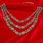 PRAREKA Crystal-Encrusted Floral Triple Layer Jewelry Set