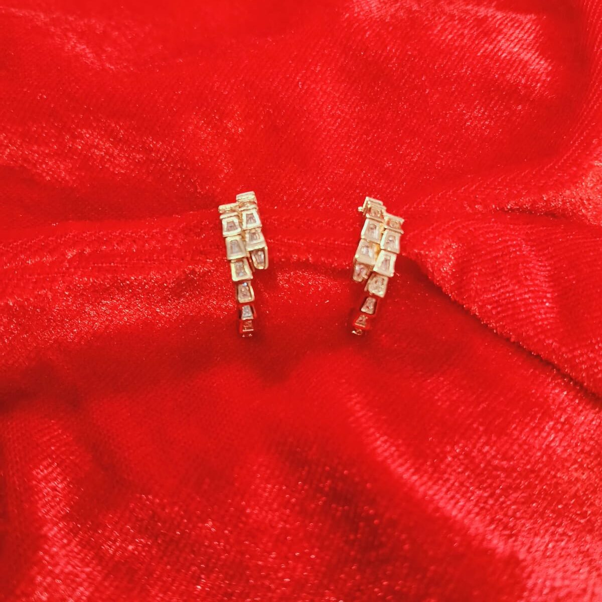 PRAREKA Geometric Gold CZ Hoops