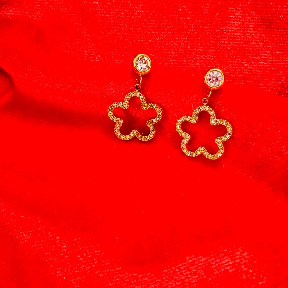 PRAREKA Floral CZ Drop Earrings