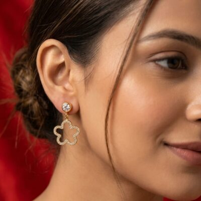 PRAREKA Floral CZ Drop Earrings