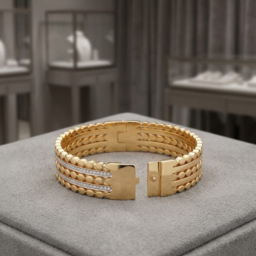 PRAREKA Multi-Row Crystal Gold Bracelet