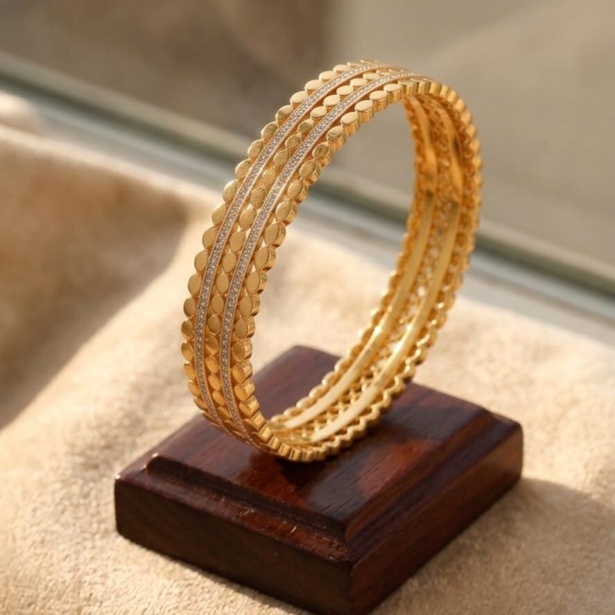 PRAREKA Multi-Row Crystal Gold Bracelet