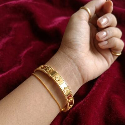 PRAREKA Floral Rigid Cuff Bracelet