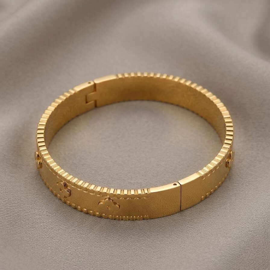 PRAREKA Floral Rigid Cuff Bracelet